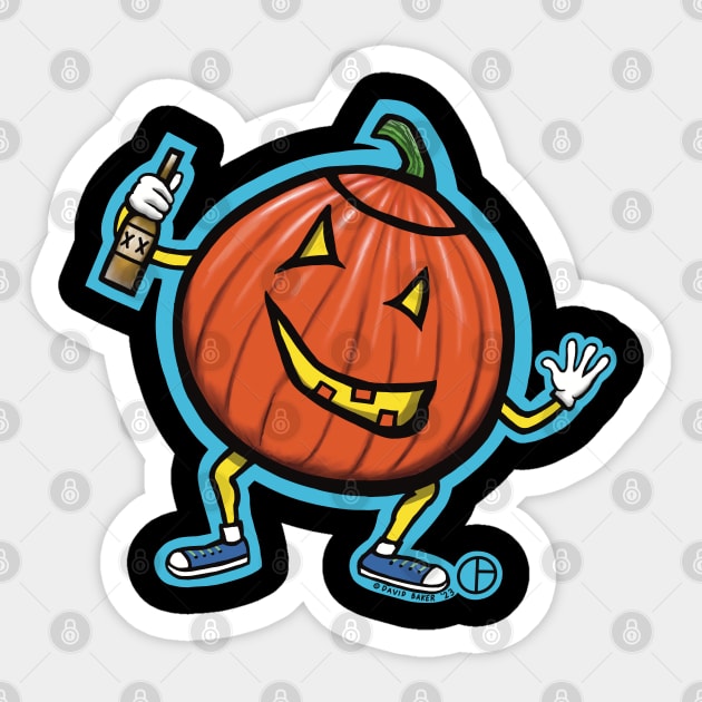 Drunken Punkin Sticker by Art from the Blue Room